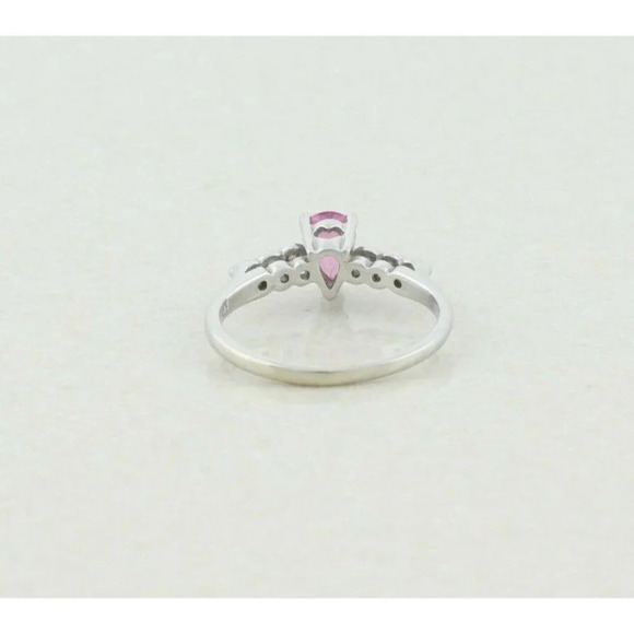 14k White Gold Pink Topaz and White Topaz Ring Size 5 1/2 - Picture 8 of 8